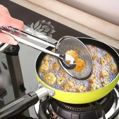 Multifunctional Oil Frying Clamp Filter Spoon with Clip (1 pc)